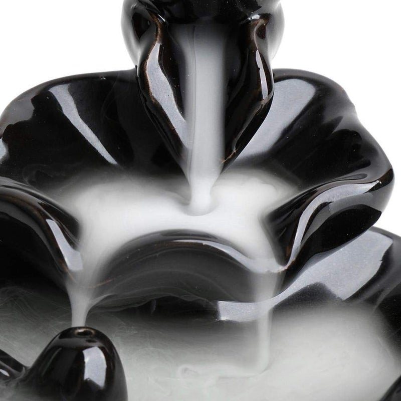 HYPOSFEE Waterfall Incense Burner, Lotus Backflow Incense Holder Ceramic Censer Cones Sticks Porcelain Holder with 10 Free Mixed Aromatherapy Cones - Image 5